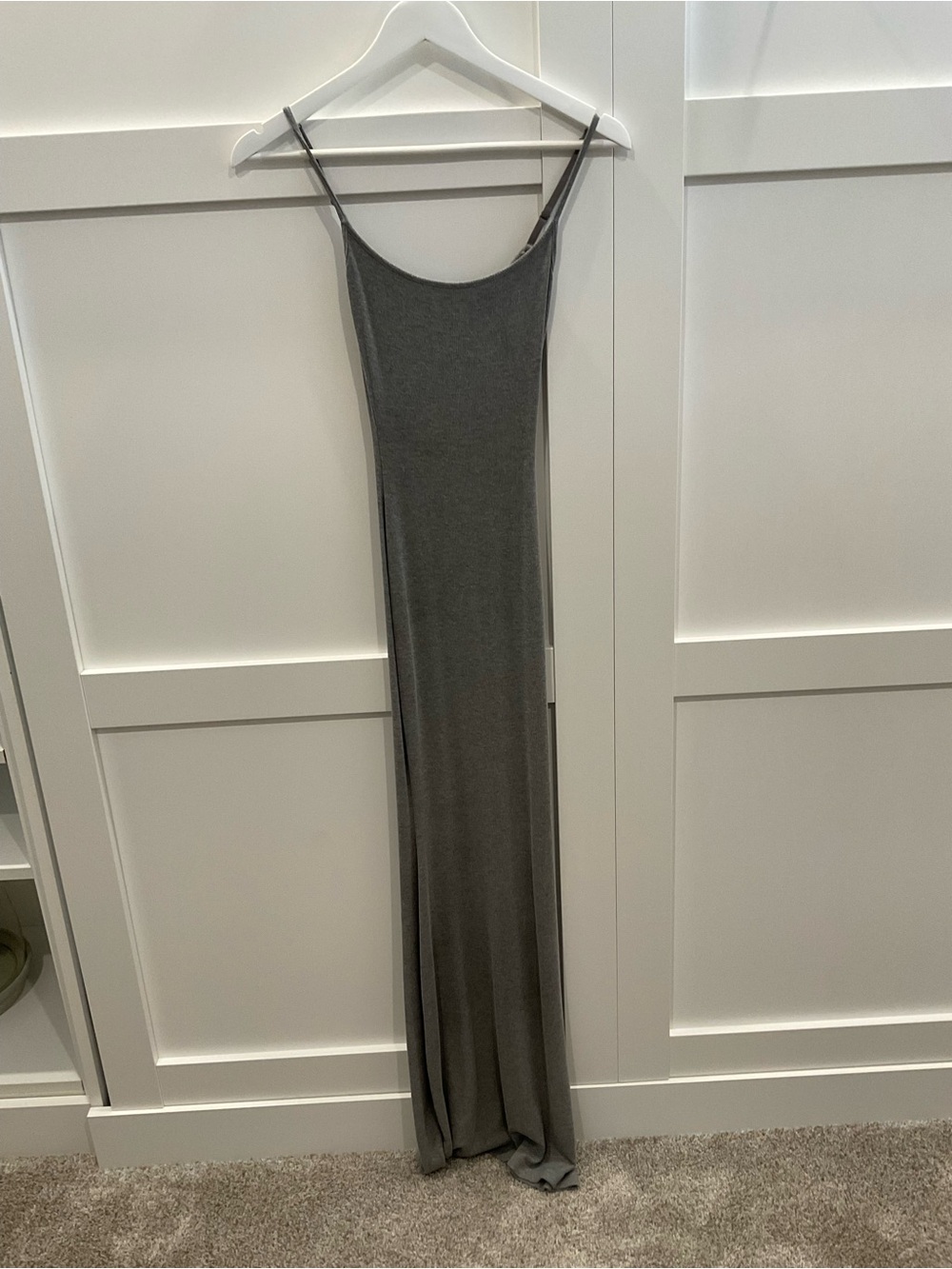 SKIMS Gray Maxi Slip Dress with Spaghetti Straps